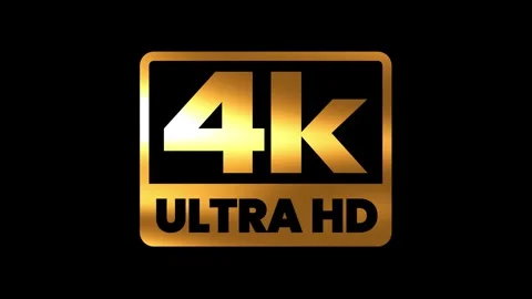 4K Ultra HD Resolution icon or Label Animation in Gold, Premium Display Qua.. Stock Footage 309538738