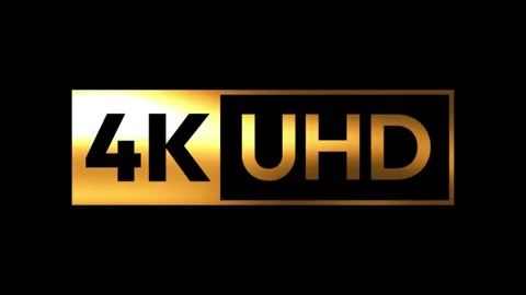 4K Ultra HD Resolution icon or Label Animation in Gold, Premium Display Qua.. Stock Footage 309539870