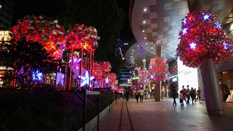 4k Ultra HD time lapse of brightly-lit Orchard Road at Christmas, Singapore. Stock Footage 71573494