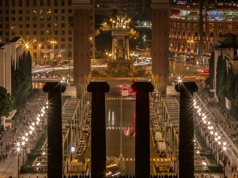 4K Ultra HD timelapse Plaça d'Espanya, Plaza de Espana of Squares in Barcelona Stock Footage 74081185