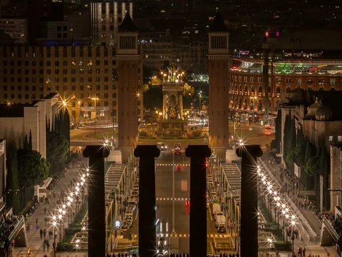 4K Ultra HD timelapse Plaça d'Espanya, Plaza de Espana of Squares in Barcelona Stock Footage 74083405
