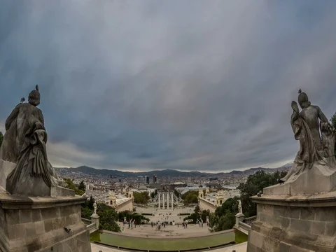 4K Ultra HD timelapse Plaça d'Espanya, Plaza de Espana of Squares in Barcelona Stock Footage 74092220
