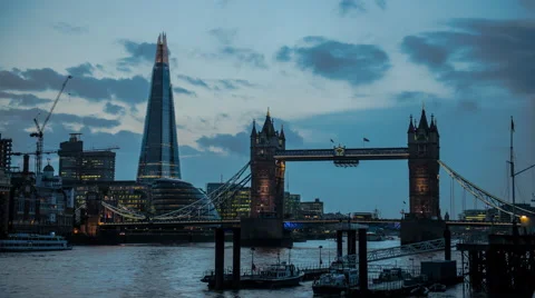 4k Ultra HD  timelapse of tower bridge and the shard in London England Stock Footage 42602839