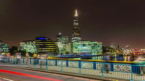 4k Ultra HD  timelapse of tower bridge and the shard in London England Stock Footage 42875955