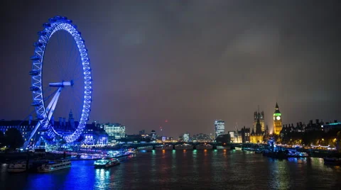 4k, Ultra HD, UHD time-lapse of a London cityscape at dusk Stock Footage 44206337