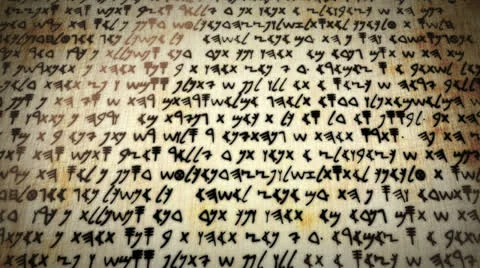 4K Ultra High Definition Ancient Script Language on Papyrus Scroll Stock Footage