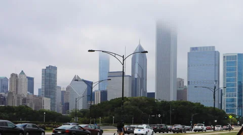 4K UltraHD Timelapse Chicago city center on a foggy day Stock Footage