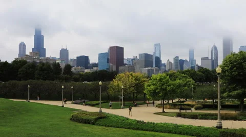 4K UltraHD Timelapse Chicago Skyline on a misty day Stock Footage