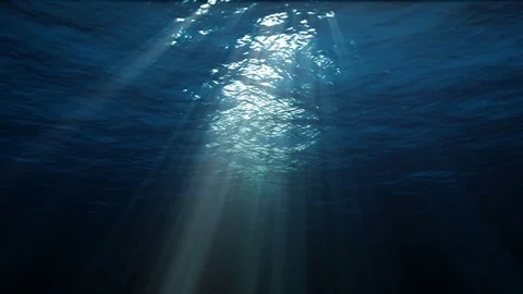 4K underwater ocean waves seamless loop animation with light rays Vidéo 79716187