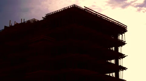 4K, Unfinished building on a construction site Stock Footage 53228341