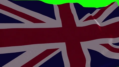 4K United kingdom of great britain Flag is Fluttering on green background. Stock Footage