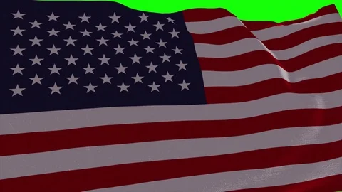 4K United States of America Flag is Fluttering on green background. Stock Footage