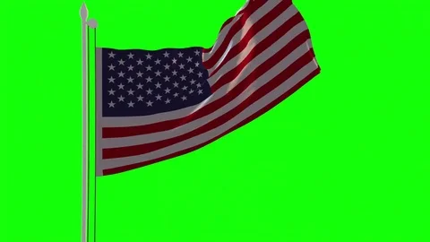 4K United States of America Flag is Fluttering on green background. Stock Footage