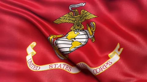 4K United States of America Marine Corps flag waving in the wind Stock Footage