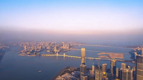 4K Urban Scenery Time-lapse of Shizimen, Zhuhai   Macau Peninsula Stock-Footage 341579407