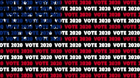 A 4K USA vote 2020 text animation design aligned with the red, white and blue Vídeo Stock 136903038