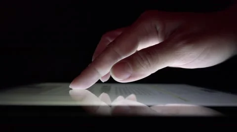 4K Using Tablet Touchscreen, Business Woman Girl Reading Newspaper Mobile Device Stock Footage 44107923