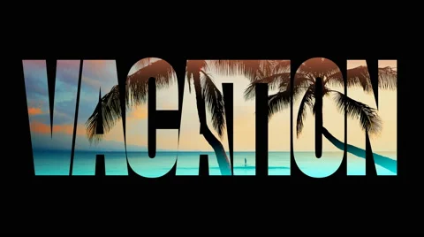 4K Vacation Animated Text, Palm Tree and White Sand Beach, Tropical Vacation Stock Footage 68787664