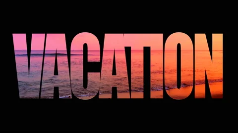 4K Vacation Sunset, Animated Broadcast Design Typography Text Stock Footage 67601292