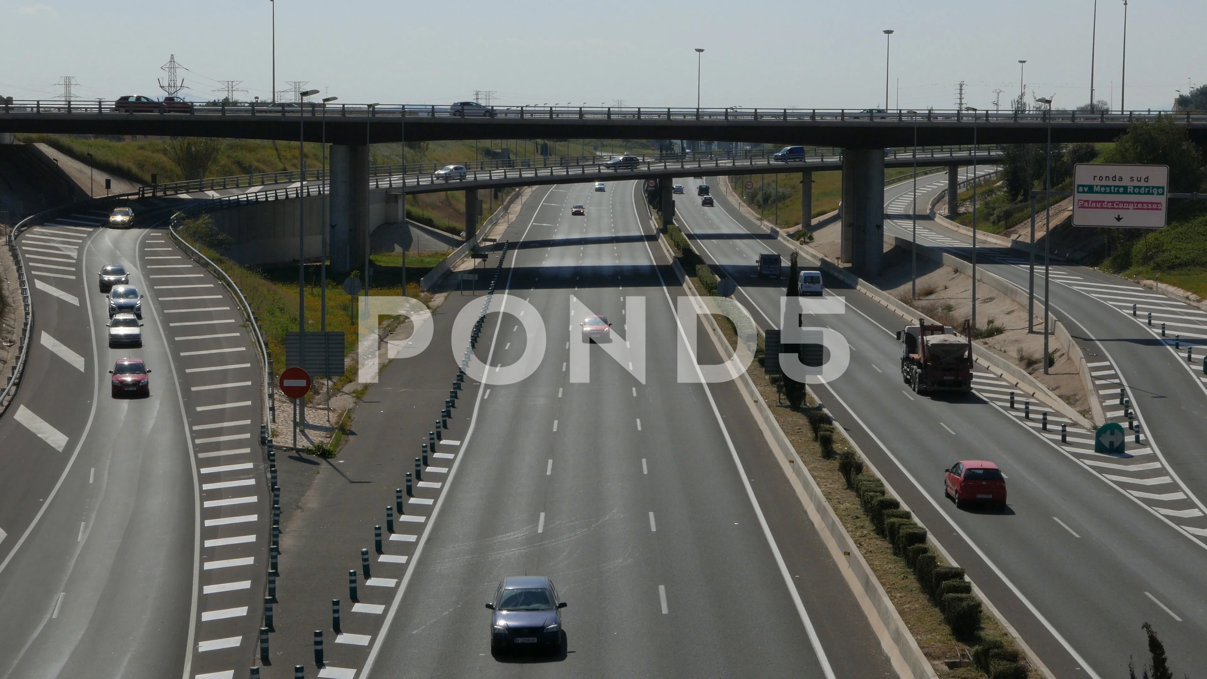 4k Valencia Highway Expressway Motorway Rush Hour Traffic Spain Europe Video 76686710