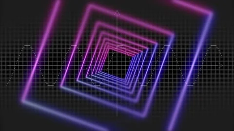 4k vbideo of black background with square neon tunnel. Stock Footage 157155186