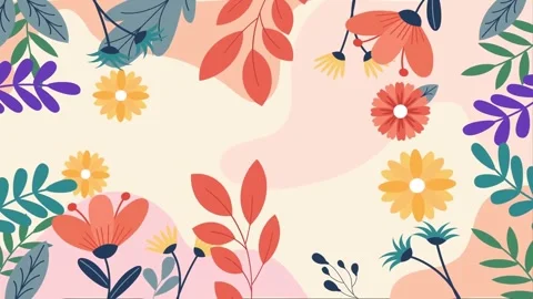 4K Vector Illustration Flat Design Flowers and Leaves Peach Gradient 스톡 동영상 332157477
