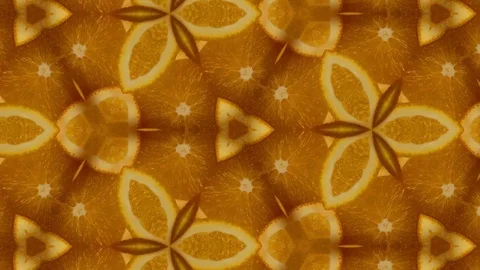 4k vegetable moving kaleidoscope pattern, made of genuine footage of an orang Stock Footage 71781130