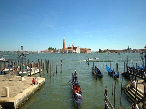 4k Venice Gondolas close to San Marco Square Stock Footage 77375461