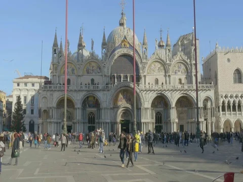 4k Venice Saint Mark's Square Tracking Backwards Stock Footage 71454314