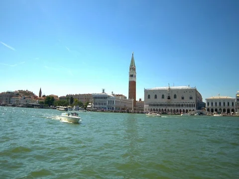 4k Venice San Marco Square from the boat Stock Footage 77375353