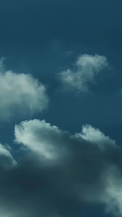 4K Vertical Dynamic Cloud Movement in Deep Blue Timelapse Stock Footage 318442359