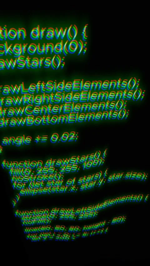 4K vertical footage featuring a scrolling glitch program code Video stock 286019827