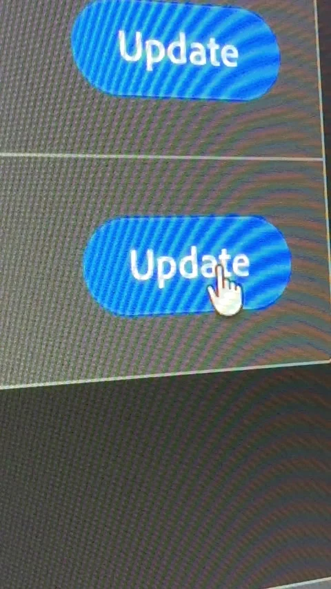 4K vertical macro footage of a mouse pointer clicking an "Update" button, which  Stock Footage 342777867