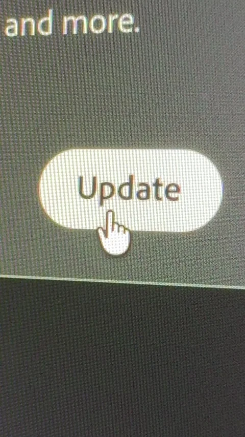 4K vertical macro view showing a mouse cursor clicking a grey "Update" button th Stock Footage 342777872
