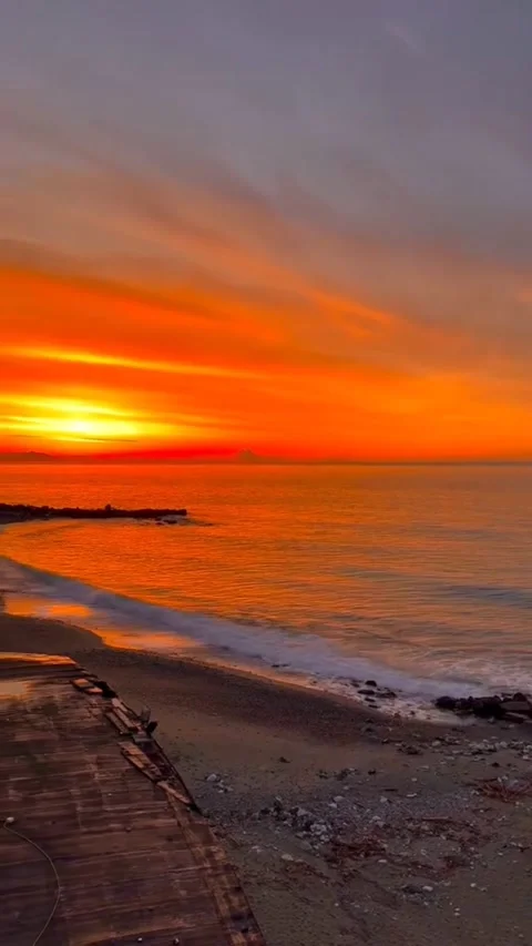 4K Vertical Mediterranean Sunset in Varazze on the Italian Riviera Stock Footage 330547513