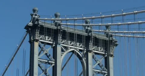 4K - Vertical Pan from Manhattan Bridge to Iconic Empire State Building Vidéo 50305443