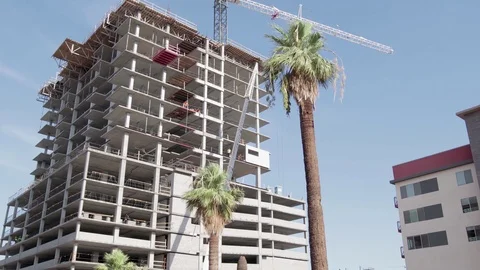 4k Vertical Pan - Tower Construction, Phoenix, Arizona, with Audio Stock Footage 93205962