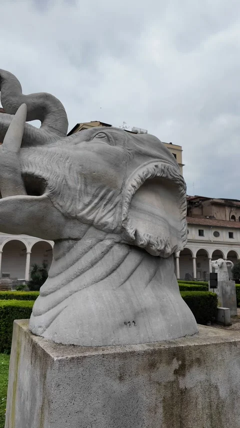 4K Vertical Slow Motion Detail Of Durer Elephant Marble Sculpture Stock-Footage 332873284