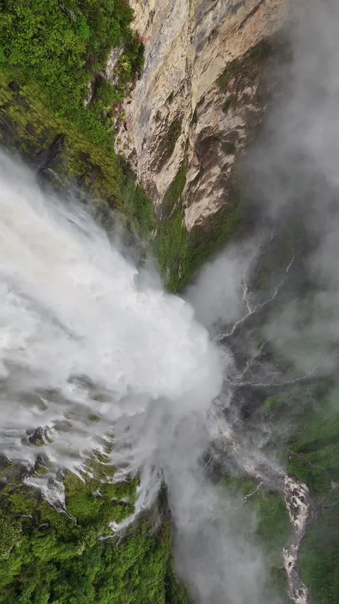 4K | Vertical | UHD Waterfall Closeup Aerial Stock-Footage 333700594