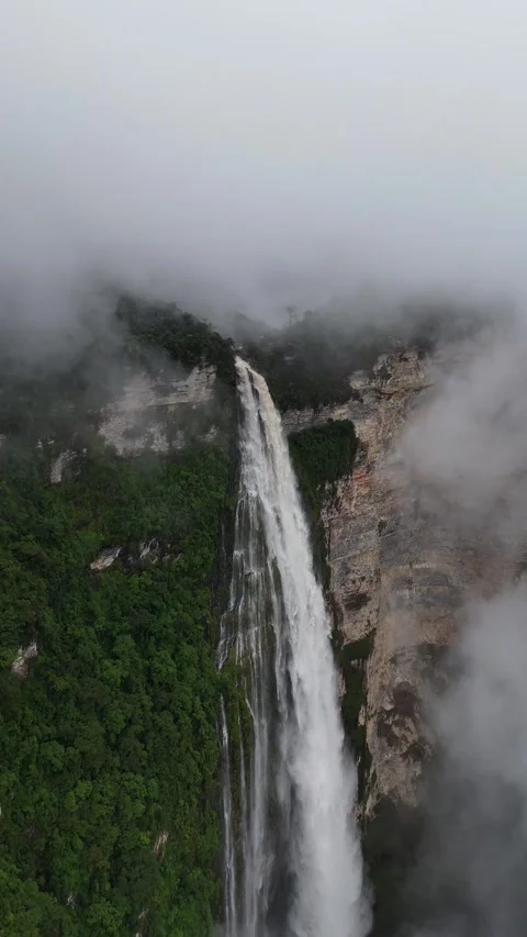 4K | Vertical | UHD Waterfall Closeup Aerial Stock-Footage 333700598