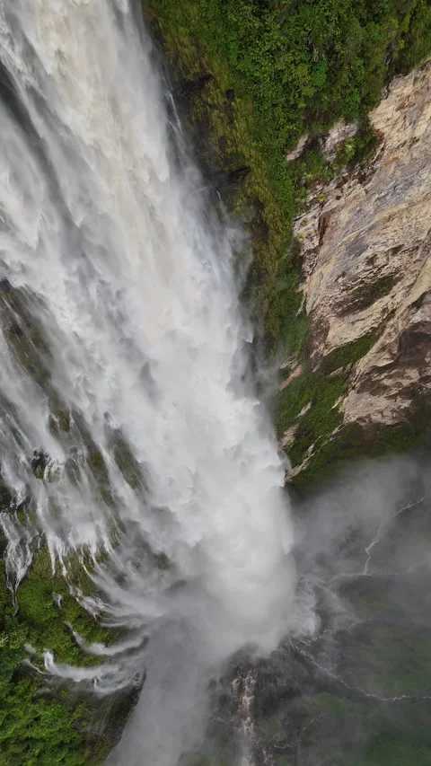 4K | Vertical | UHD Waterfall Closeup Aerial Stock-Footage 333700615