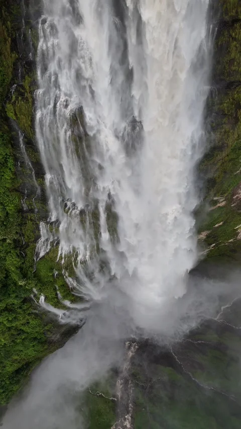4K | Vertical | UHD Waterfall Closeup Aerial Stock-Footage 333700675