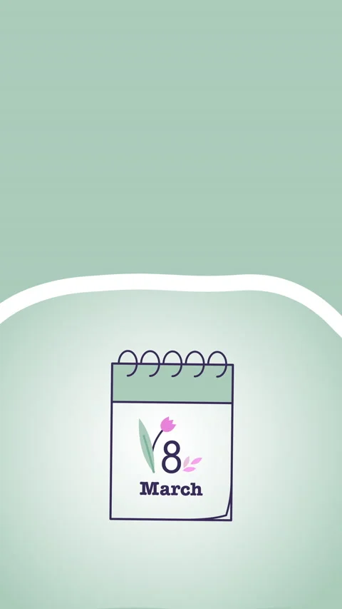 4k vertical video of 8th March date on calendar. Video stock 200837881