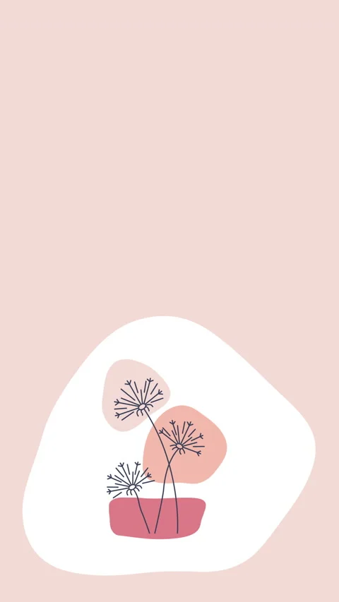 4k vertical video of abstract cartoon dandelions on pink background. Stockbeeldmateriaal 196812435
