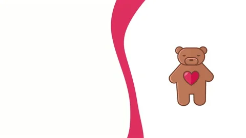 4k vertical video of cartoon bear with red beating heart. 스톡 동영상 224736650