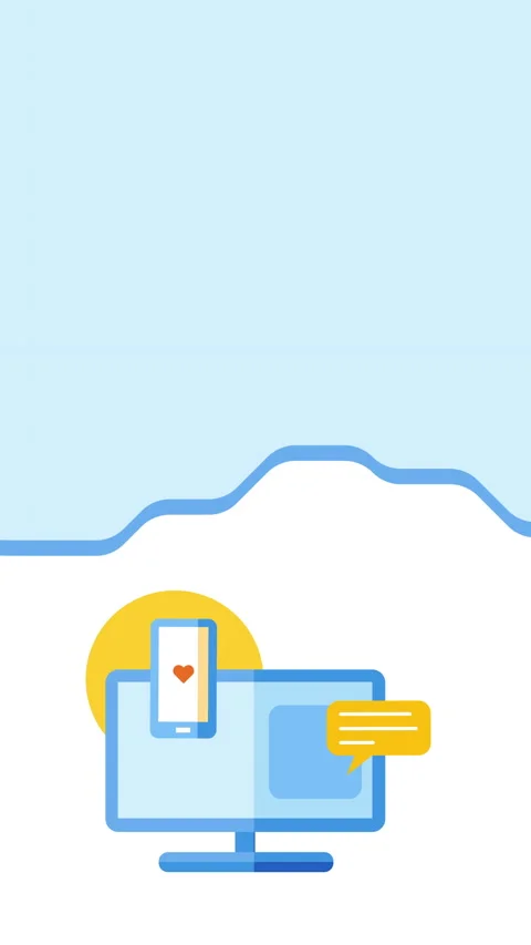 4k vertical video of cartoon computer screen with phone. Stockbeeldmateriaal 202879513