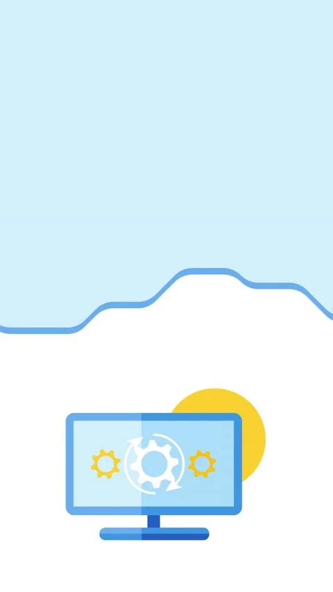 4k vertical video of cartoon computer monitor on white background. Video stock 225868299