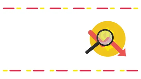 4k vertical video of cartoon dollar and arrow down with magnifying glass on Stockbeeldmateriaal 229972071