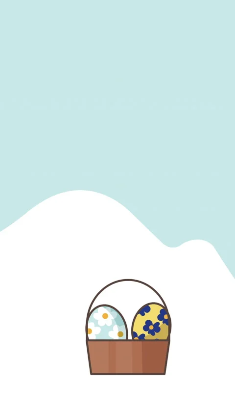 4k vertical video of cartoon Easter basket on white background. Stockbeeldmateriaal 201101801