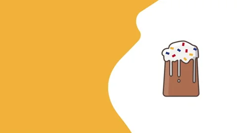 4k vertical video of cartoon Easter cake on white background. Stock Footage 210549145